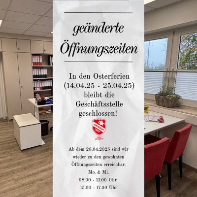 Geschäftstelle bleibt in den Osterferien geschlossen